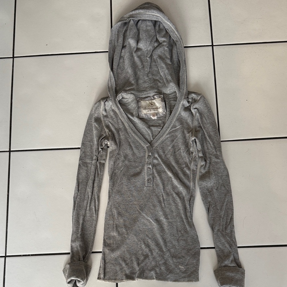 Abercrombie & Fitch Gray Button-Up Hoodie